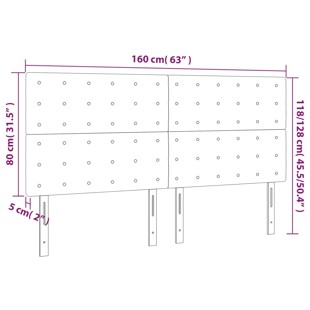 Sänggavel LED mörkblå 160x5x118/128 cm sammet