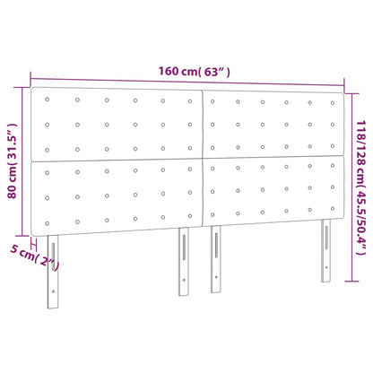 Sänggavel LED mörkblå 160x5x118/128 cm sammet