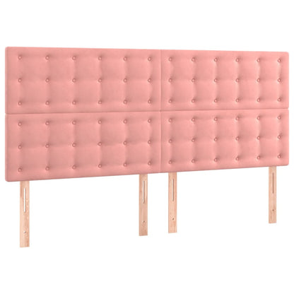 Sänggavel LED rosa 160x5x118/128 cm sammet