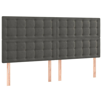 Sänggavel LED mörkgrå 180x5x118/128 cm sammet