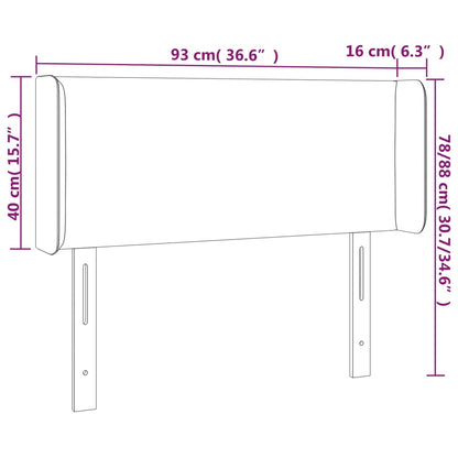 Sänggavel LED ljusgrå 93x16x78/88 cm tyg