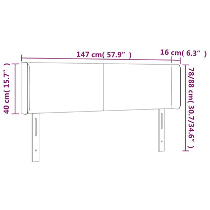 Sänggavel LED mörkgrå 147x16x78/88 cm tyg