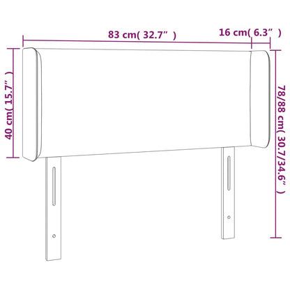 Sänggavel LED svart 83x16x78/88 cm sammet