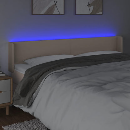 Sänggavel LED cappuccino 163x16x78/88 cm konstläder