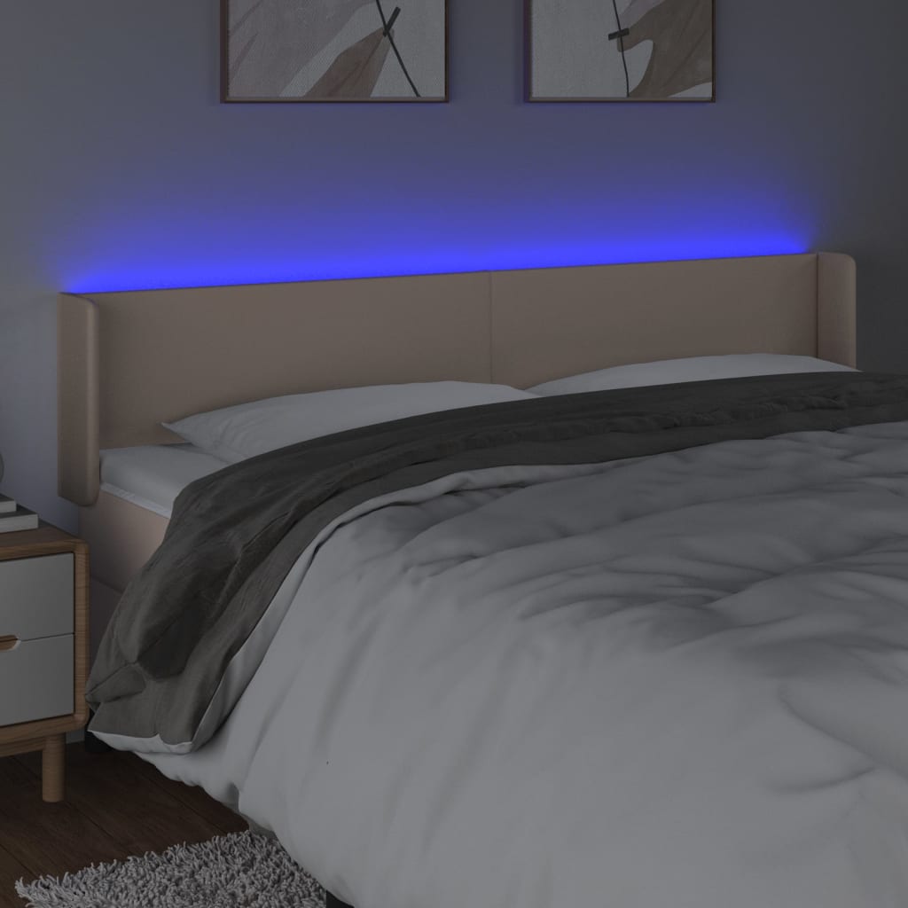 Sänggavel LED cappuccino 183x16x78/88 cm konstläder