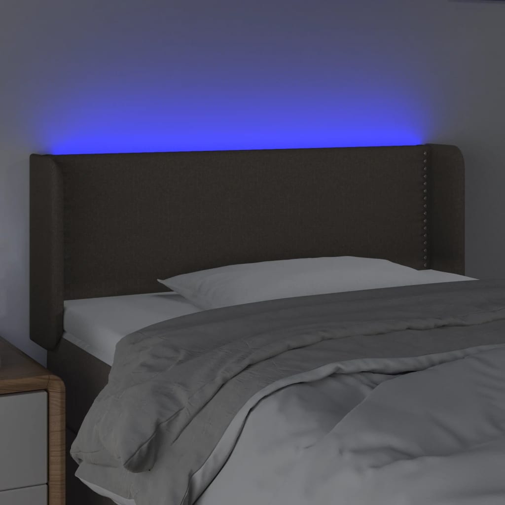 Sänggavel LED taupe 93x16x78/88 cm tyg