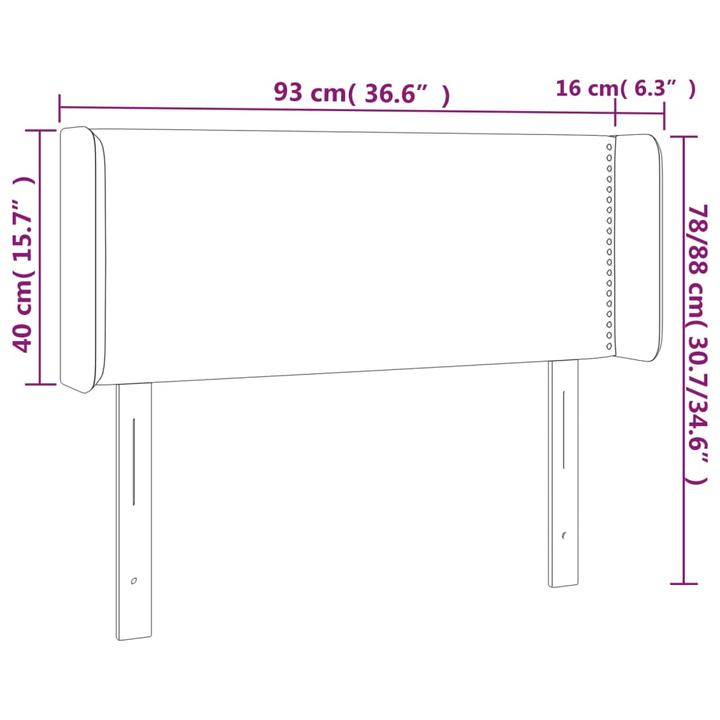 Sänggavel LED taupe 93x16x78/88 cm tyg