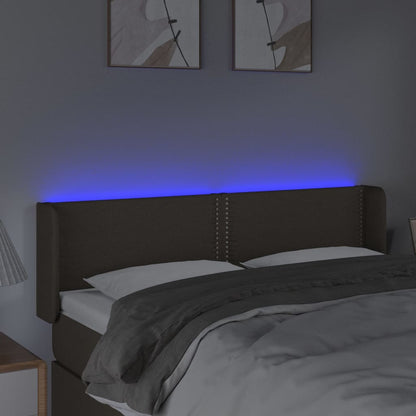 Sänggavel LED taupe 147x16x78/88 cm tyg