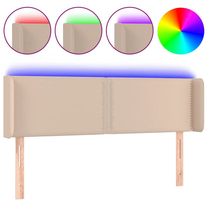 Sänggavel LED cappuccino 147x16x78/88 cm konstläder