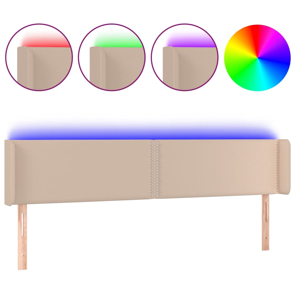 Sänggavel LED cappuccino 183x16x78/88 cm konstläder