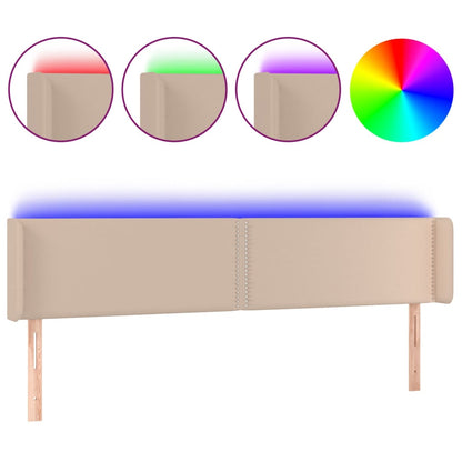 Sänggavel LED cappuccino 183x16x78/88 cm konstläder