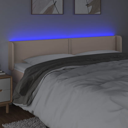 Sänggavel LED cappuccino 183x16x78/88 cm konstläder