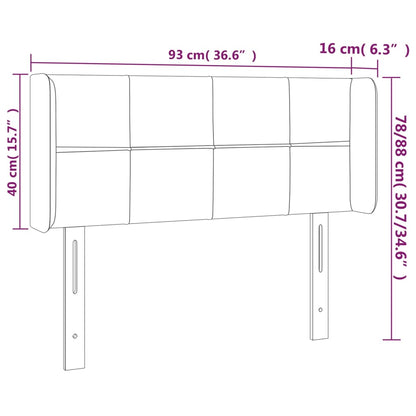 Sänggavel LED ljusgrå 93x16x78/88 cm tyg