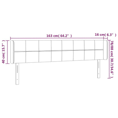 Sänggavel LED ljusgrå 163x16x78/88 cm tyg