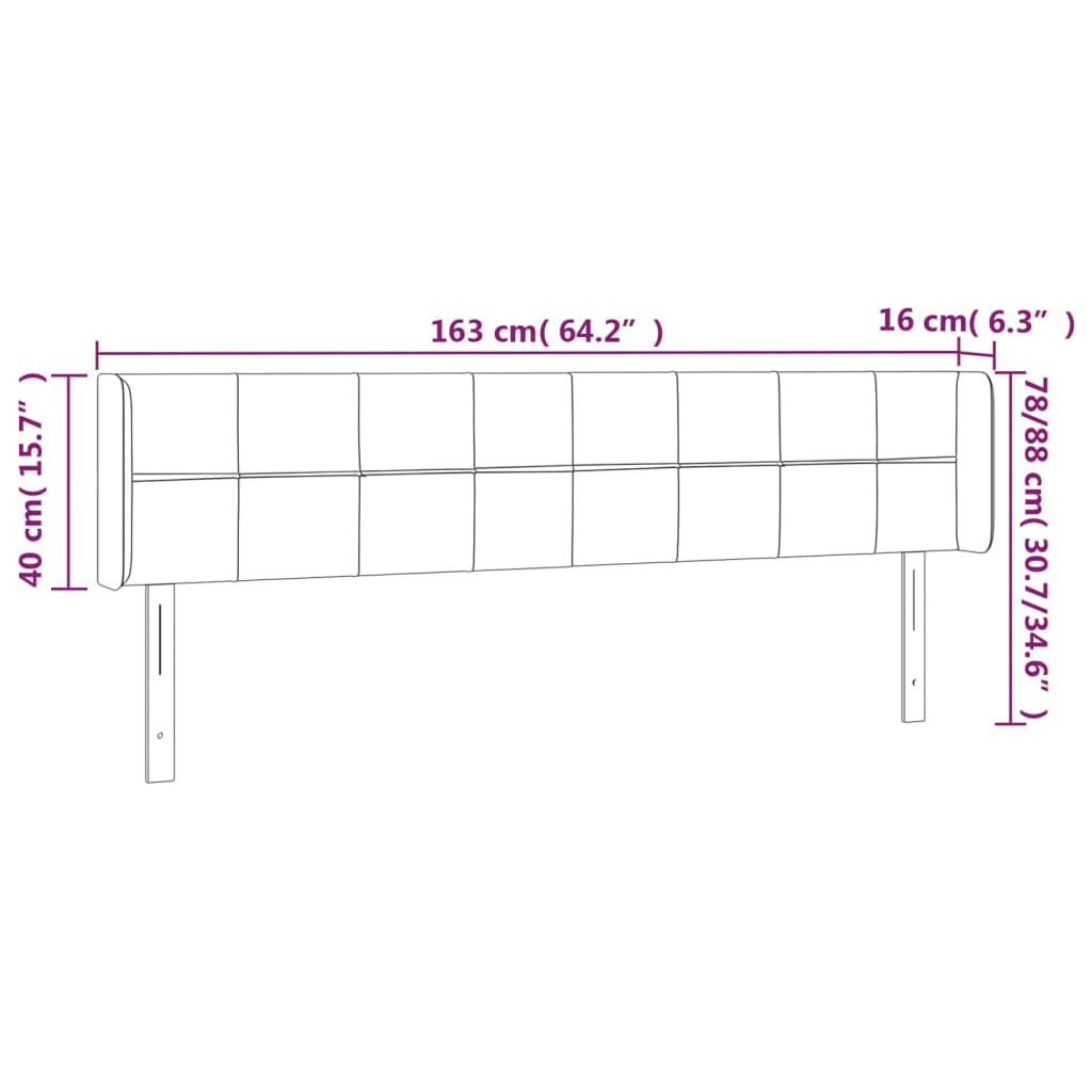 Sänggavel LED taupe 163x16x78/88 cm tyg