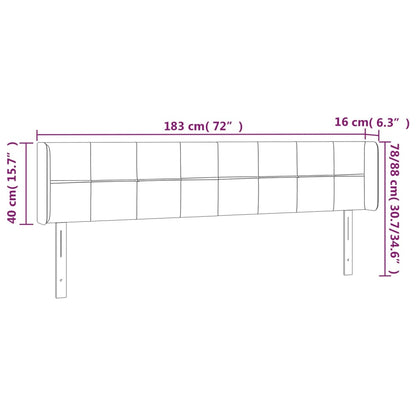 Sänggavel LED ljusgrå 183x16x78/88 cm tyg