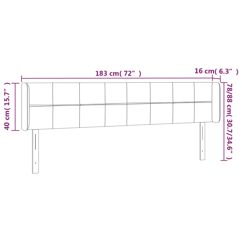 Sänggavel LED taupe 183x16x78/88 cm tyg