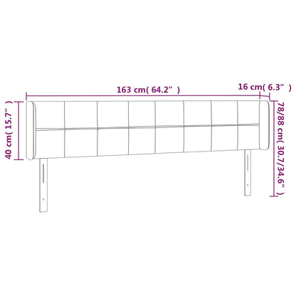 Sänggavel LED svart 163x16x78/88 cm sammet