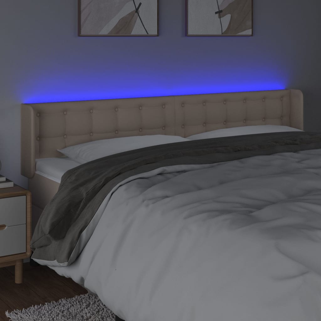 Sänggavel LED cappuccino 163x16x78/88 cm konstläder