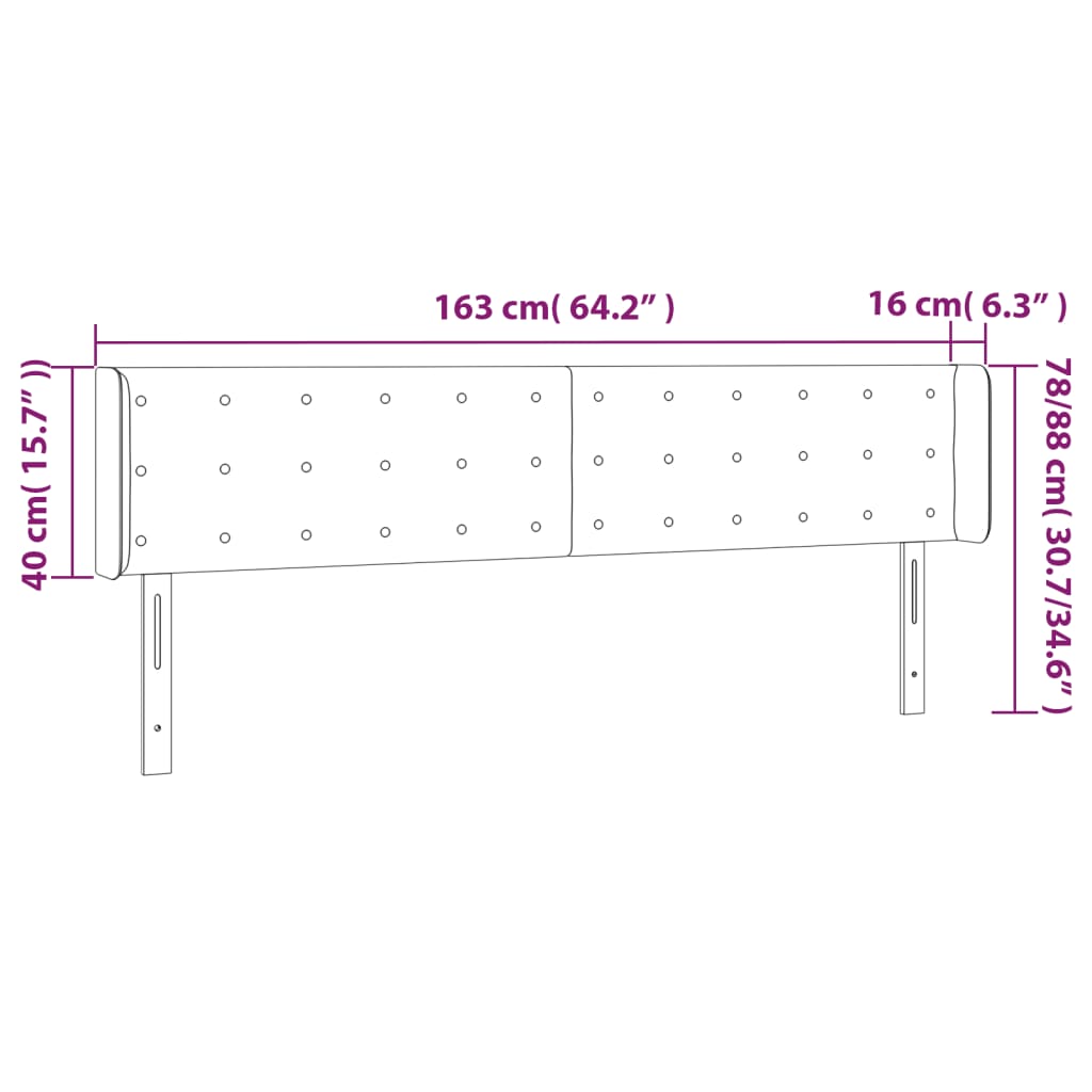 Sänggavel LED cappuccino 163x16x78/88 cm konstläder