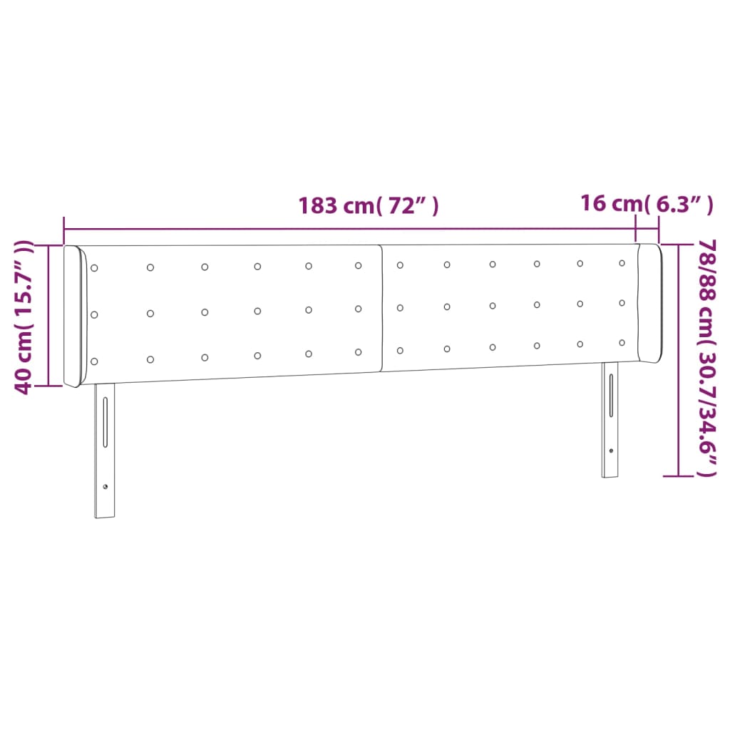 Sänggavel LED vit 183x16x78/88 cm konstläder