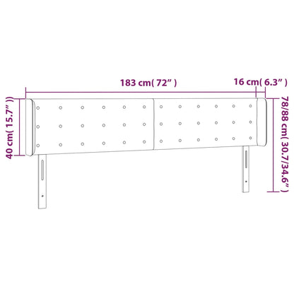 Sänggavel LED vit 183x16x78/88 cm konstläder