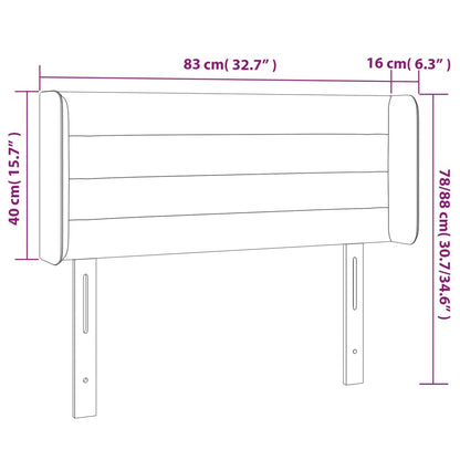 Sänggavel LED ljusgrå 83x16x78/88 cm tyg