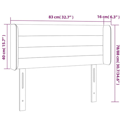 Sänggavel LED mörkgrå 83x16x78/88 cm tyg