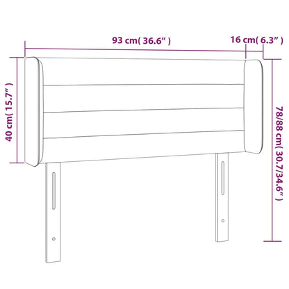 Sänggavel LED mörkgrå 93x16x78/88 cm tyg