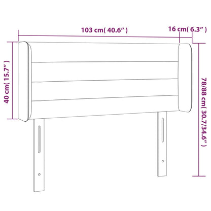 Sänggavel LED ljusgrå 103x16x78/88 cm tyg