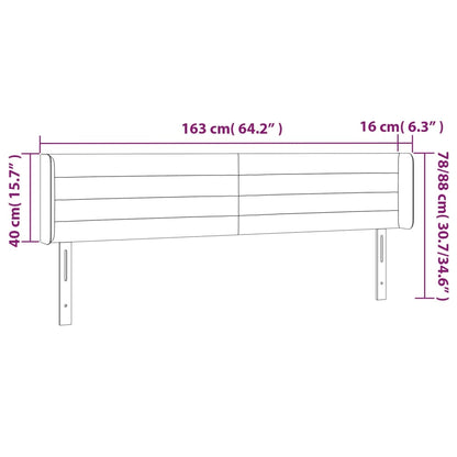 Sänggavel LED ljusgrå 163x16x78/88 cm tyg