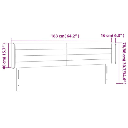 Sänggavel LED mörkgrön 163x16x78/88 cm sammet