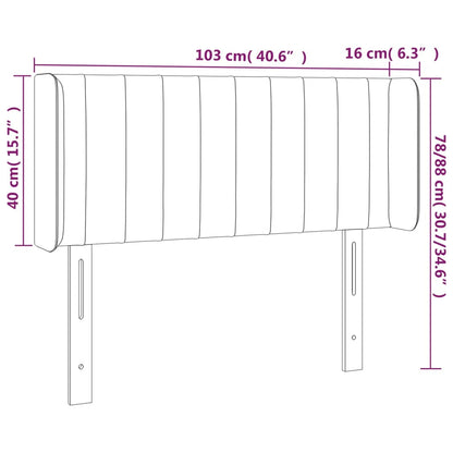 Sänggavel LED ljusgrå 103x16x78/88 cm tyg