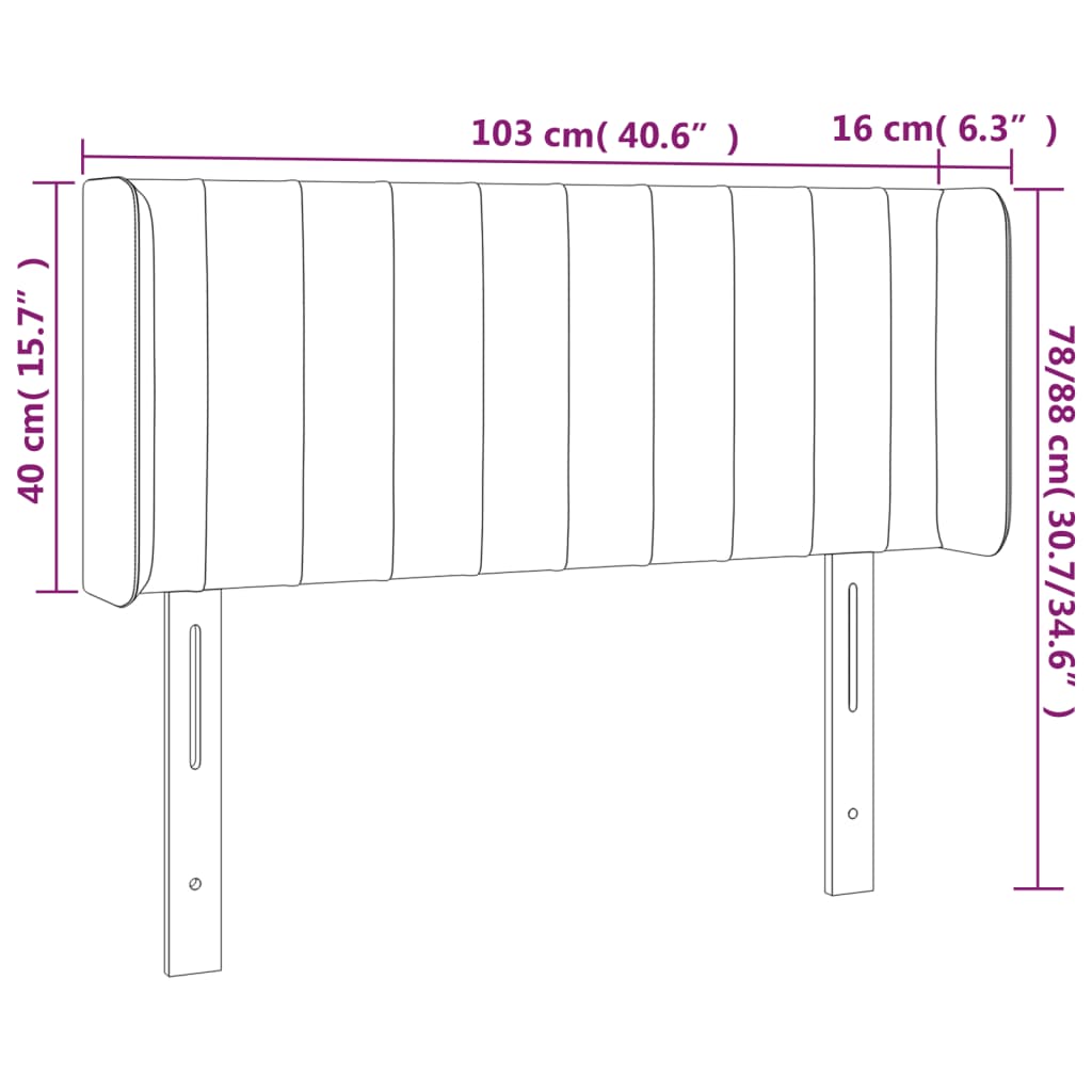 Sänggavel LED gräddvit 103x16x78/88 cm tyg