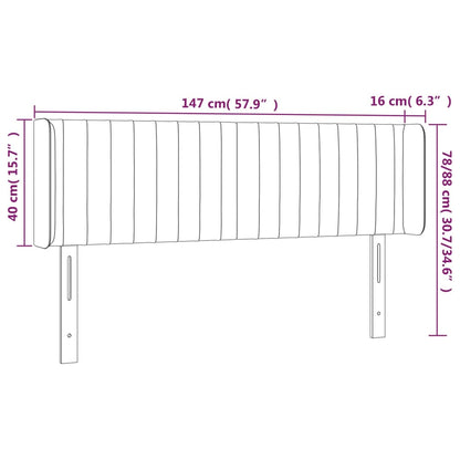 Sänggavel LED mörkgrå 147x16x78/88 cm tyg