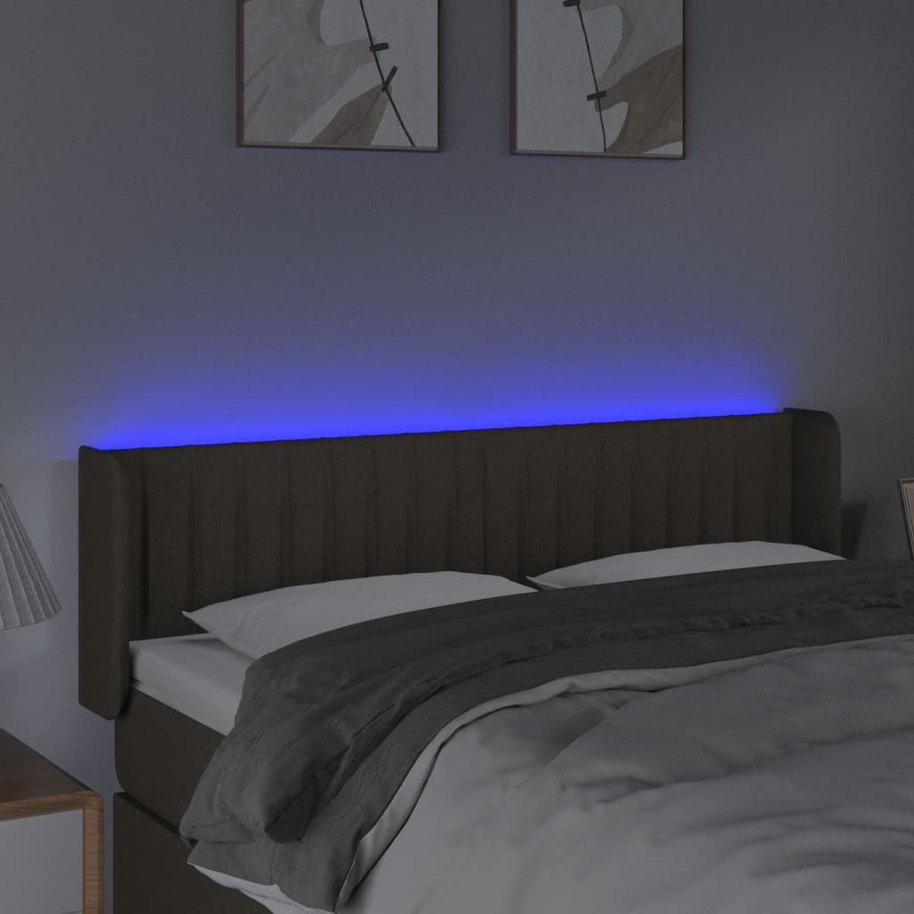 Sänggavel LED taupe 147x16x78/88 cm tyg