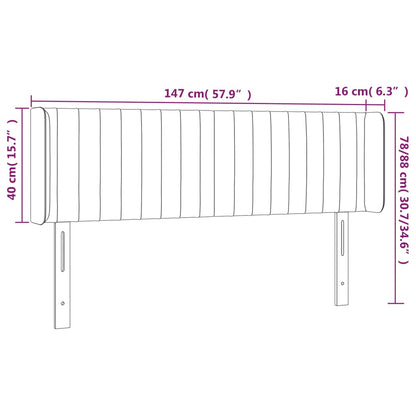 Sänggavel LED taupe 147x16x78/88 cm tyg