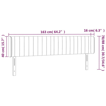 Sänggavel LED ljusgrå 163x16x78/88 cm tyg