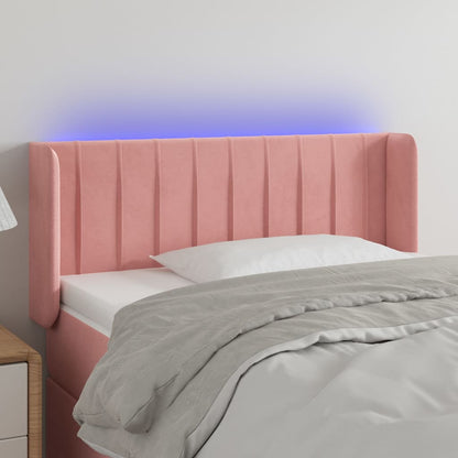 Sänggavel LED rosa 83x16x78/88 cm sammet