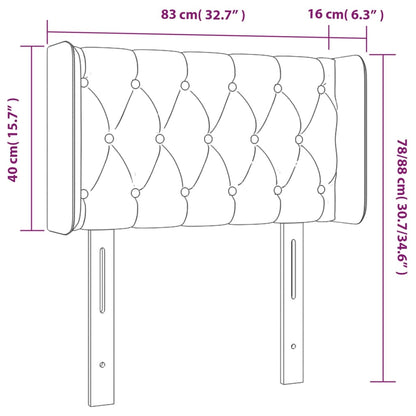 Sänggavel LED ljusgrå 83x16x78/88 cm tyg