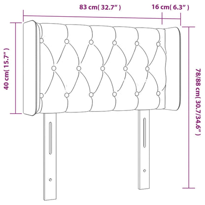 Sänggavel LED mörkgrå 83x16x78/88 cm tyg