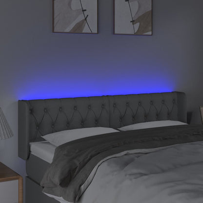 Sänggavel LED ljusgrå 163x16x78/88 cm tyg