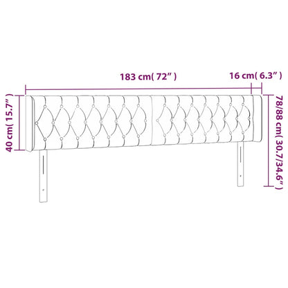 Sänggavel LED ljusgrå 183x16x78/88 cm tyg