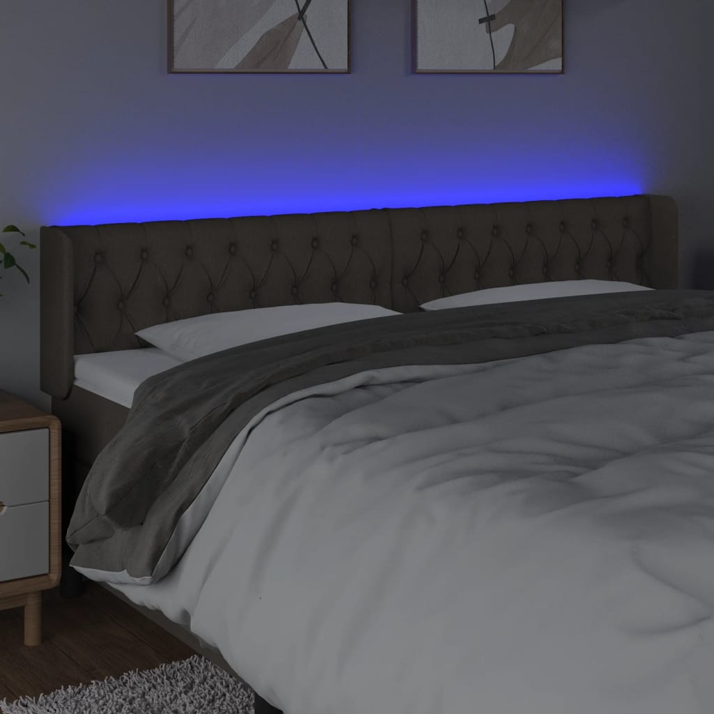 Sänggavel LED taupe 183x16x78/88 cm tyg