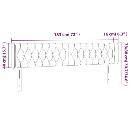 Sänggavel LED gräddvit 183x16x78/88 cm tyg