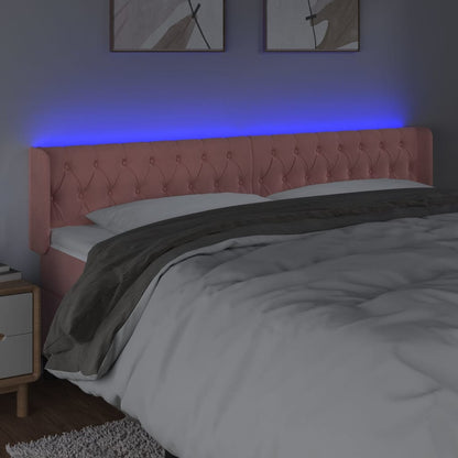 Sänggavel LED rosa 183x16x78/88 cm sammet