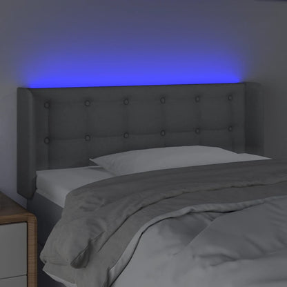 Sänggavel LED ljusgrå 103x16x78/88 cm tyg