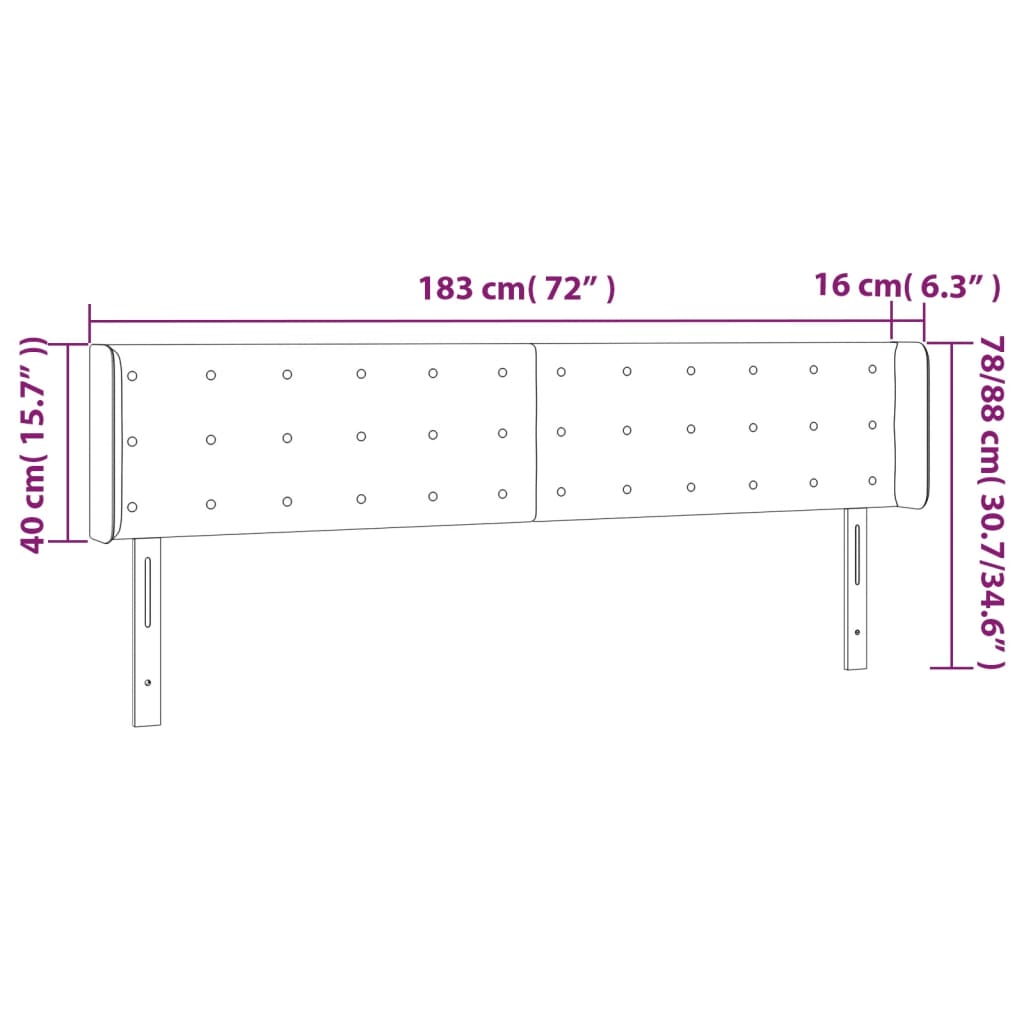 Sänggavel LED taupe 183x16x78/88 cm tyg