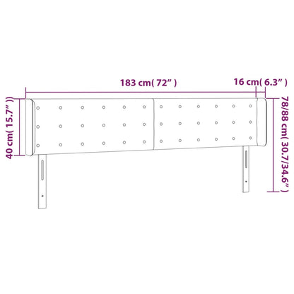 Sänggavel LED taupe 183x16x78/88 cm tyg