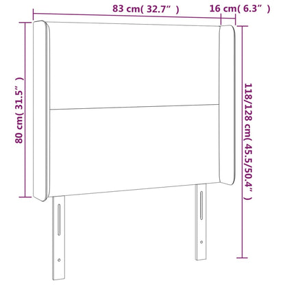 Sänggavel LED mörkgrå 83x16x118/128 cm sammet